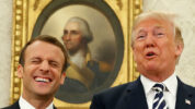 Presiden AS, Donald Trump (Kanan) dan Presiden Prancis, Emmanuel Macron (Kiri)